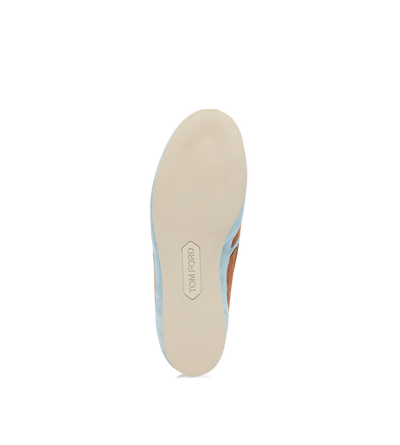 TOM FORD LEATHER LIGHT BLUE/RUST + WHITE PERFORATED SUEDE BROOK SNEAKER