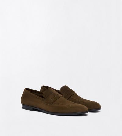 TOM FORD LEATHER KHAKI SUEDE SEAN PENNY LOAFER&nbsp;
