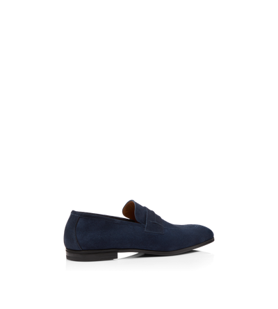 TOM FORD LEATHER MIDNIGHT MOCASSINO SEAN PENNY IN PELLE SCAMOSCIATA