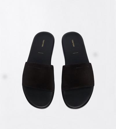 TOM FORD  BLACK SUEDE KAI SLIDE