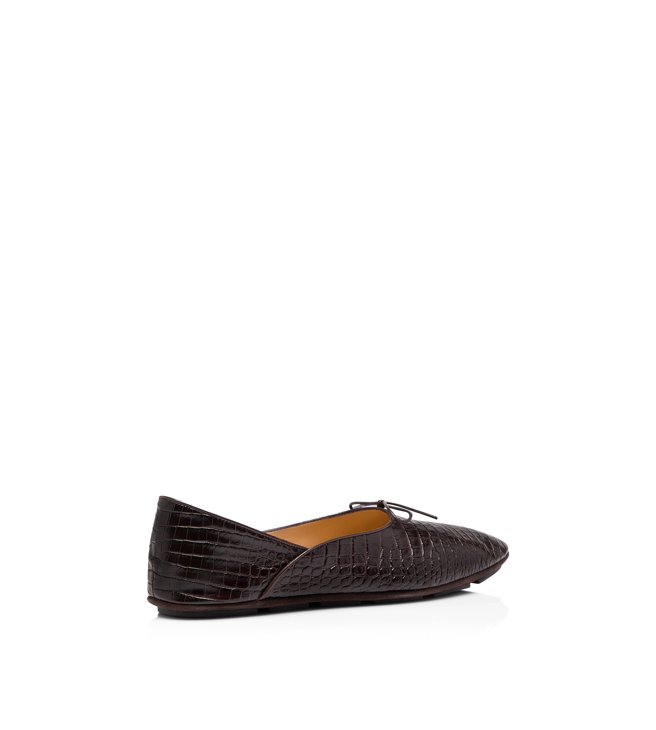 TOM FORD LEATHER ESPRESSO PRINTED ALLIGATOR RUDOLF BALLET SHOE