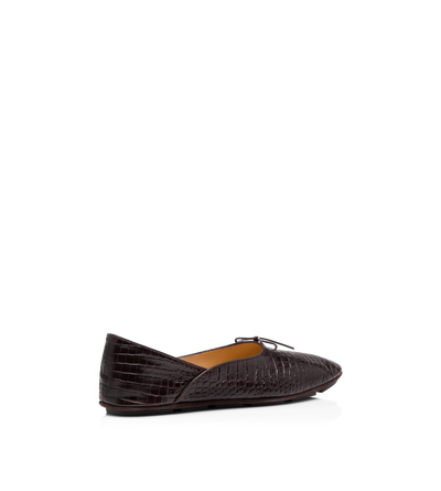 TOM FORD LEATHER ESPRESSO PRINTED ALLIGATOR RUDOLF BALLET SHOE