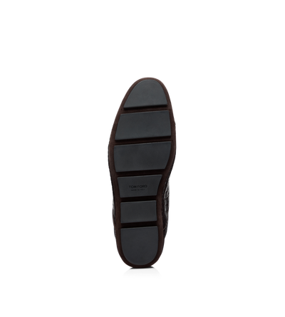 TOM FORD LEATHER ESPRESSO PRINTED ALLIGATOR RUDOLF BALLET SHOE