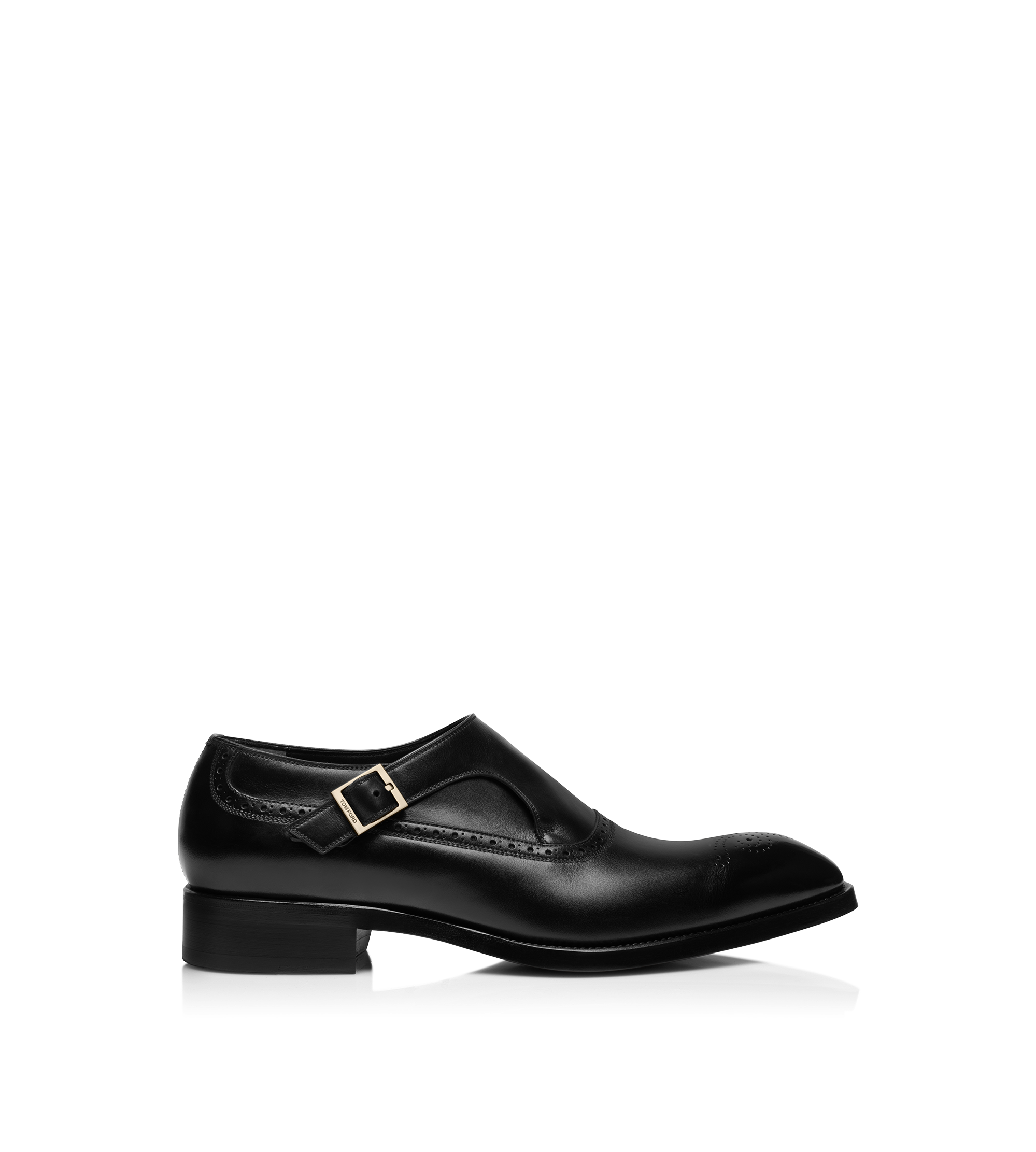 BURNISHED LEATHER VINCENT BROGUE SINGLE MONK STRAP