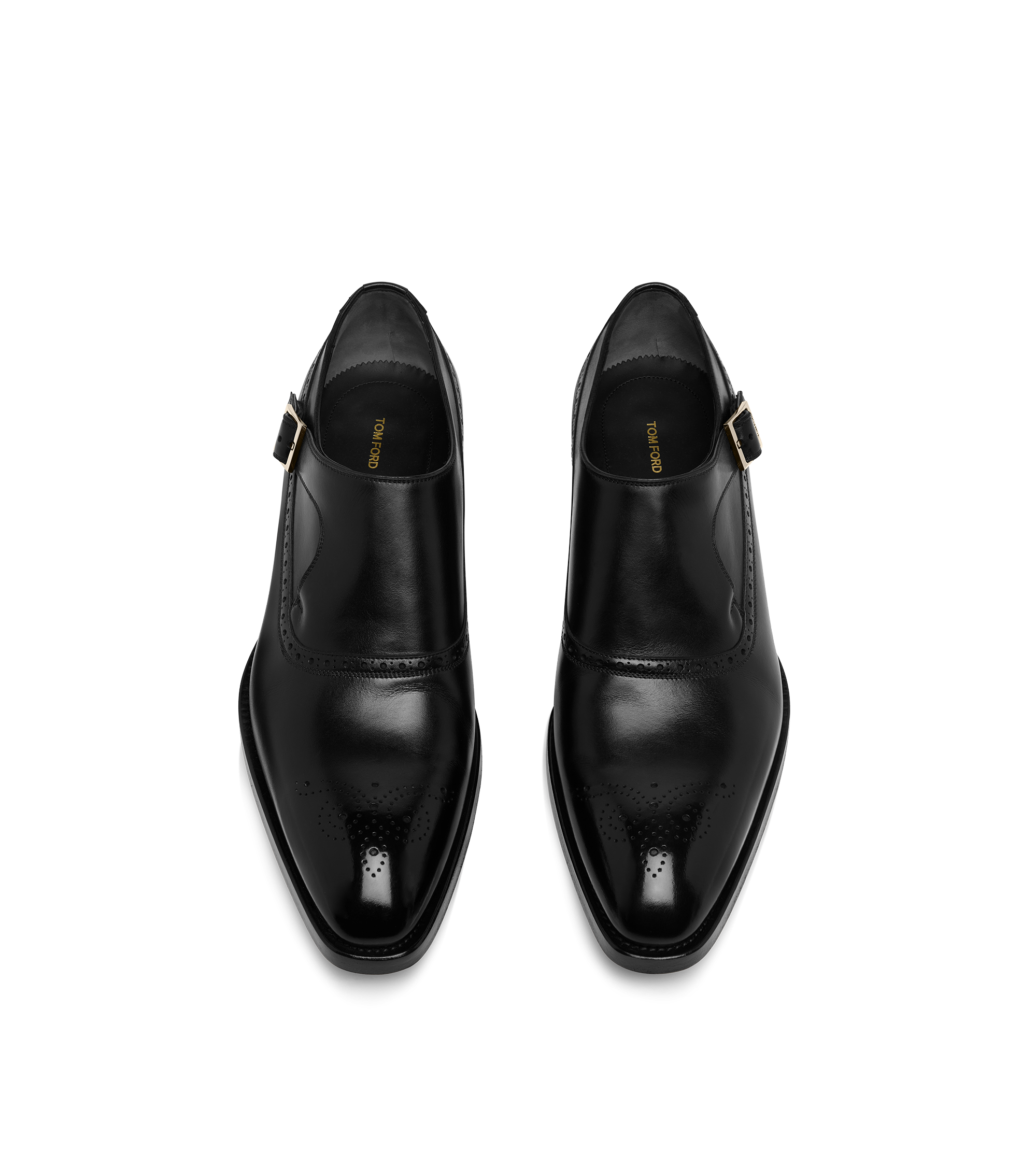 BURNISHED LEATHER VINCENT BROGUE SINGLE MONK STRAP