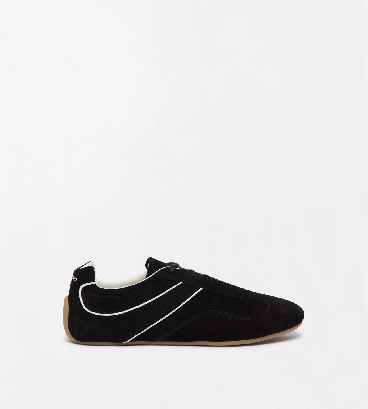 TOM FORD LEATHER BLACK + AMBER SUEDE ASTON SNEAKER