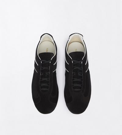 TOM FORD LEATHER BLACK + AMBER SUEDE ASTON SNEAKER