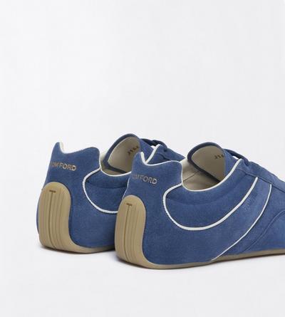 TOM FORD LEATHER BLUETTE + AMBER SUEDE ASTON SNEAKER