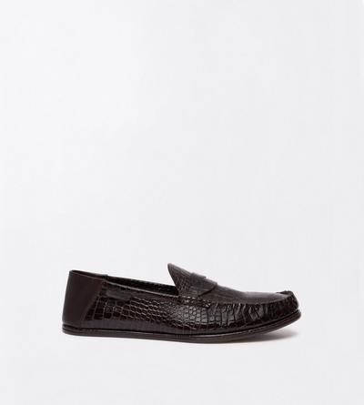 TOM FORD LEATHER ESPRESSO SOFT PRINTED ALLIGATOR SEBASTIAN LOAFER