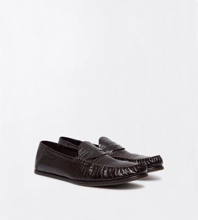 TOM FORD LEATHER ESPRESSO SOFT PRINTED ALLIGATOR SEBASTIAN LOAFER