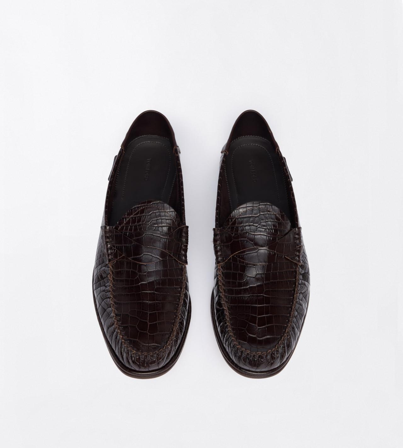 TOM FORD LEATHER ESPRESSO SOFT PRINTED ALLIGATOR SEBASTIAN LOAFER
