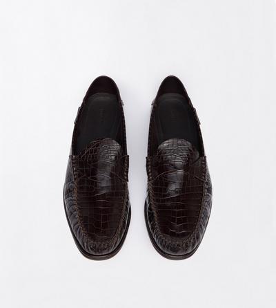 TOM FORD LEATHER ESPRESSO SOFT PRINTED ALLIGATOR SEBASTIAN LOAFER