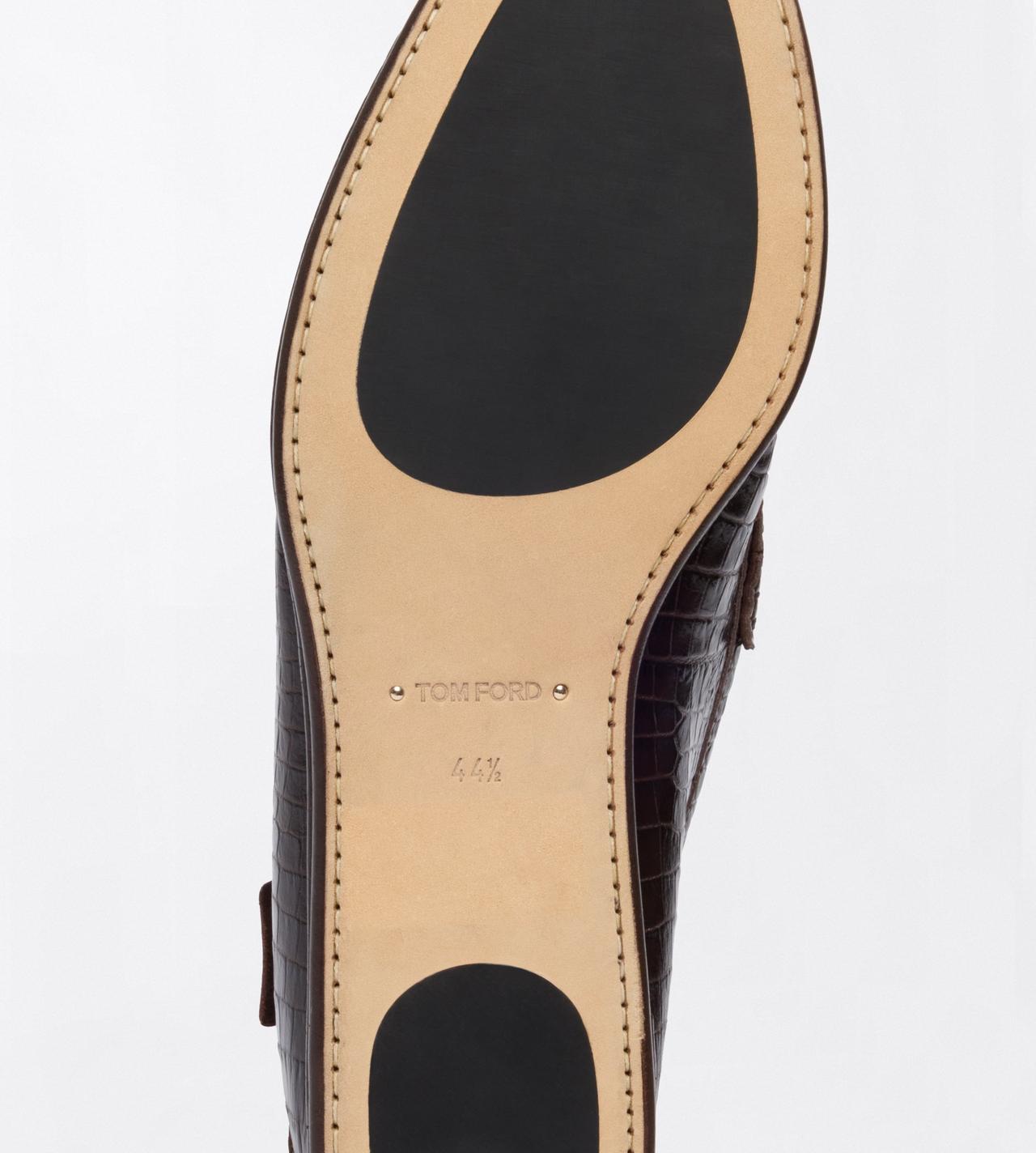 TOM FORD LEATHER ESPRESSO SOFT PRINTED ALLIGATOR SEBASTIAN LOAFER