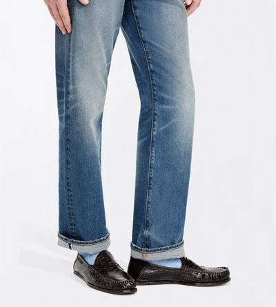 TOM FORD LEATHER ESPRESSO SOFT PRINTED ALLIGATOR SEBASTIAN LOAFER