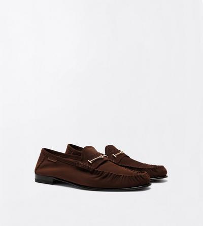TOM FORD LEATHER WALNUT SUEDE DOUBLE T HARDWARE RIPLEY LOAFER
