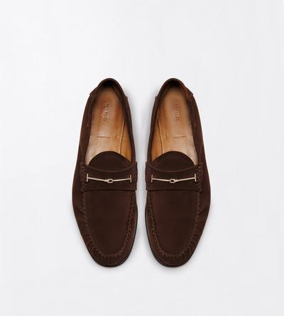 TOM FORD LEATHER WALNUT SUEDE DOUBLE T HARDWARE RIPLEY LOAFER