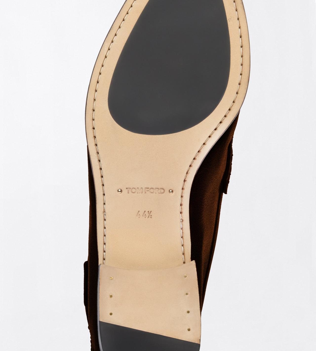 TOM FORD LEATHER WALNUT SUEDE DOUBLE T HARDWARE RIPLEY LOAFER