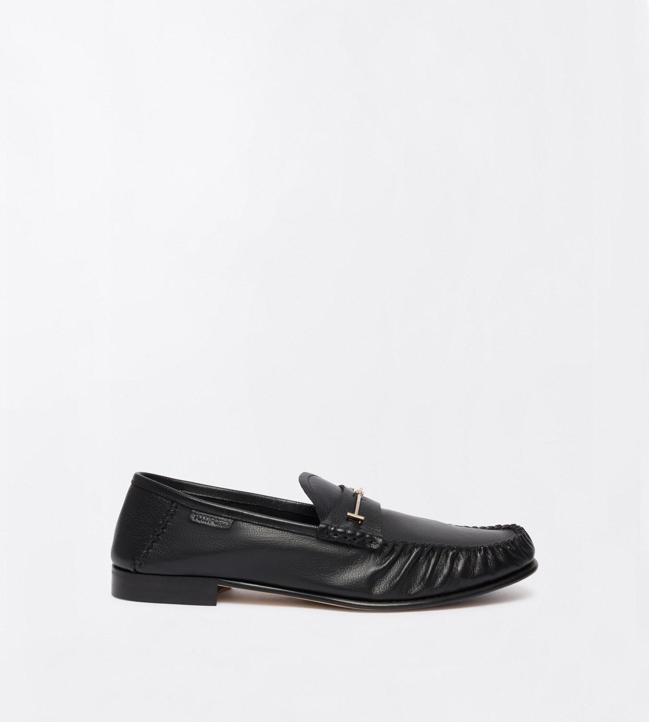 TOM FORD LEATHER BLACK SUPPLE LEATHER DOUBLE T HARDWARE RIPLEY LOAFER