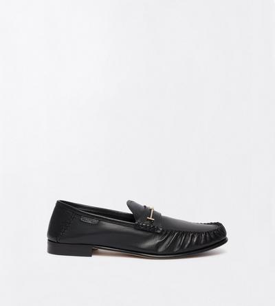 TOM FORD LEATHER BLACK SUPPLE LEATHER DOUBLE T HARDWARE RIPLEY LOAFER