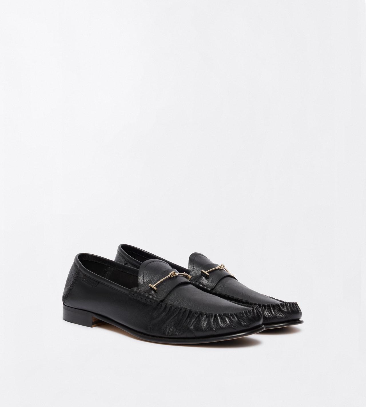 TOM FORD LEATHER BLACK SUPPLE LEATHER DOUBLE T HARDWARE RIPLEY LOAFER