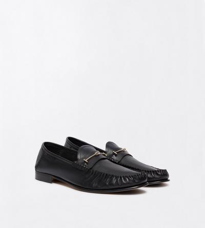 TOM FORD LEATHER BLACK SUPPLE LEATHER DOUBLE T HARDWARE RIPLEY LOAFER