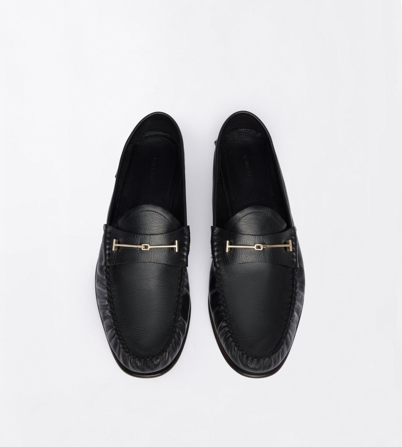 TOM FORD LEATHER BLACK SUPPLE LEATHER DOUBLE T HARDWARE RIPLEY LOAFER