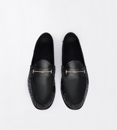 TOM FORD LEATHER BLACK SUPPLE LEATHER DOUBLE T HARDWARE RIPLEY LOAFER