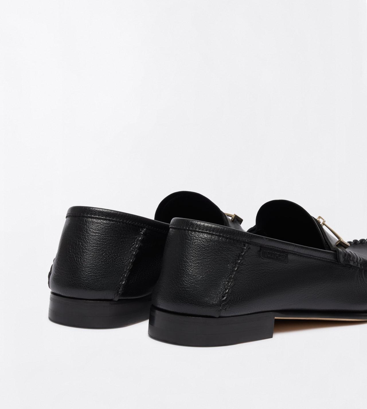 TOM FORD LEATHER BLACK SUPPLE LEATHER DOUBLE T HARDWARE RIPLEY LOAFER