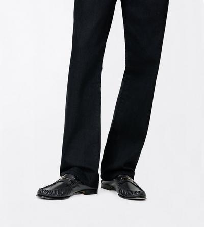 TOM FORD LEATHER BLACK SUPPLE LEATHER DOUBLE T HARDWARE RIPLEY LOAFER