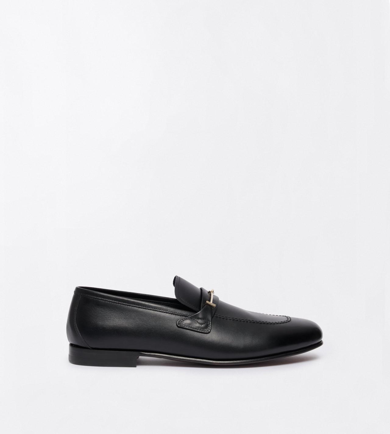 TOM FORD LEATHER BLACK BURNISHED LEATHER DOUBLE T HARDWARE GIGI LOAFER