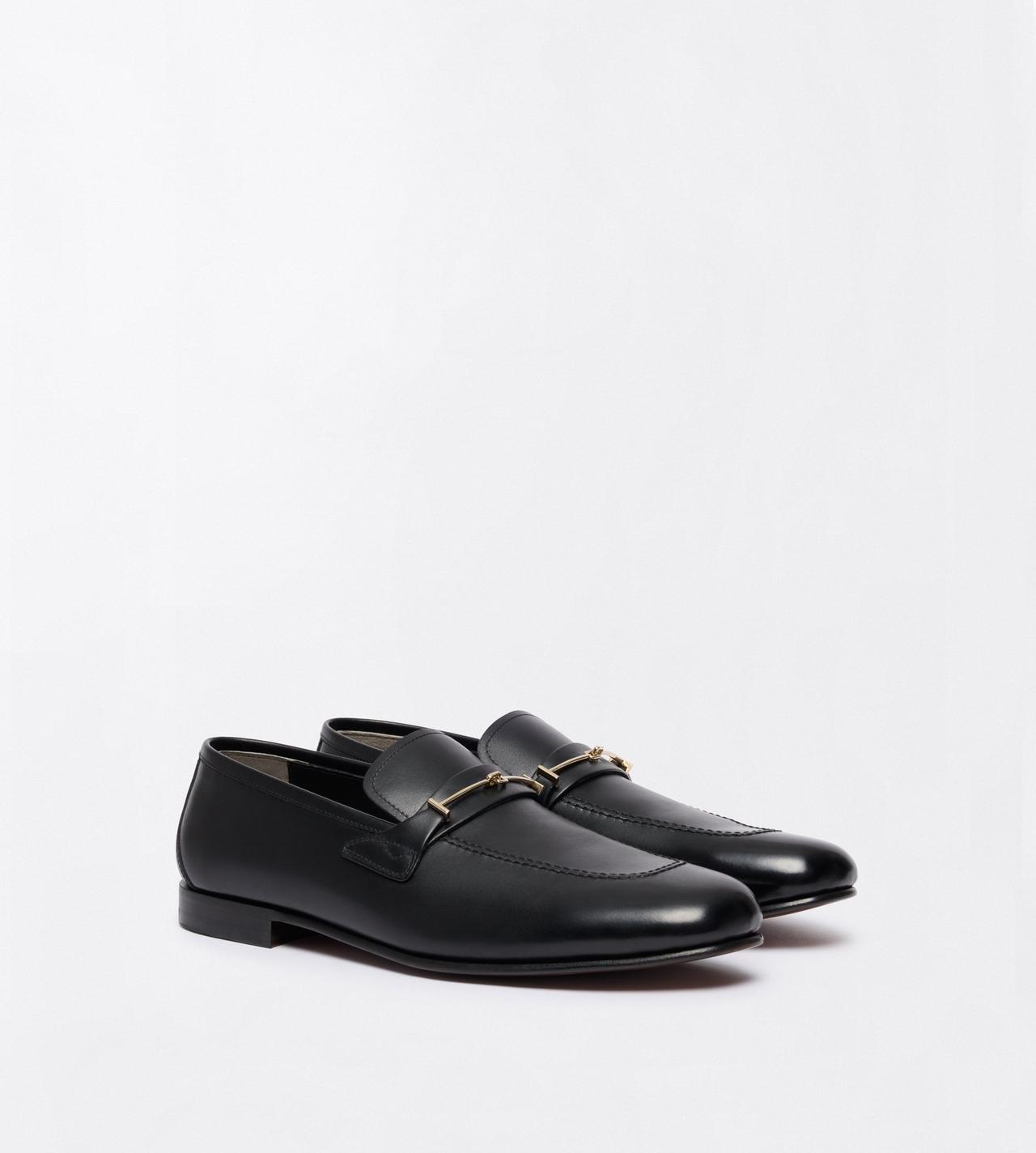 TOM FORD LEATHER BLACK BURNISHED LEATHER DOUBLE T HARDWARE GIGI LOAFER