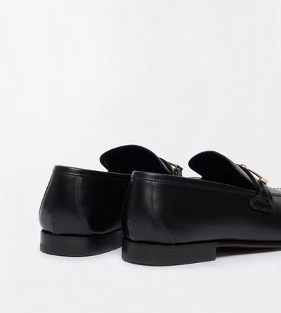 TOM FORD LEATHER BLACK BURNISHED LEATHER DOUBLE T HARDWARE GIGI LOAFER