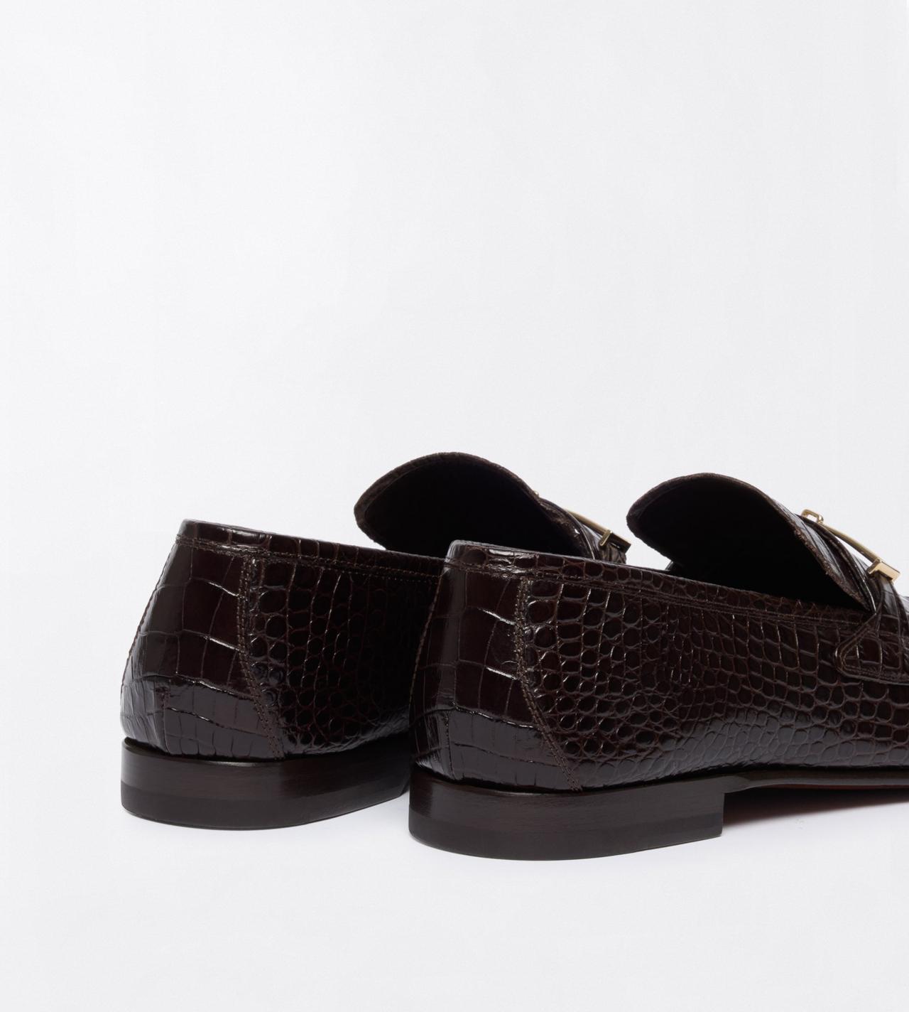 TOM FORD LEATHER ESPRESSO SOFT PRINTED ALLIGATOR DOUBLE T HARDWARE GIGI LOAFER