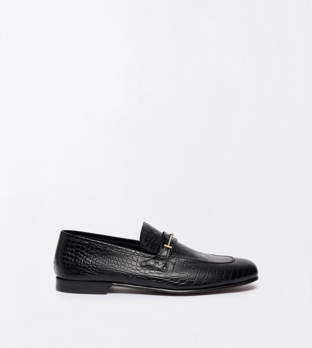 TOM FORD LEATHER BLACK SOFT PRINTED ALLIGATOR DOUBLE T HARDWARE GIGI LOAFER