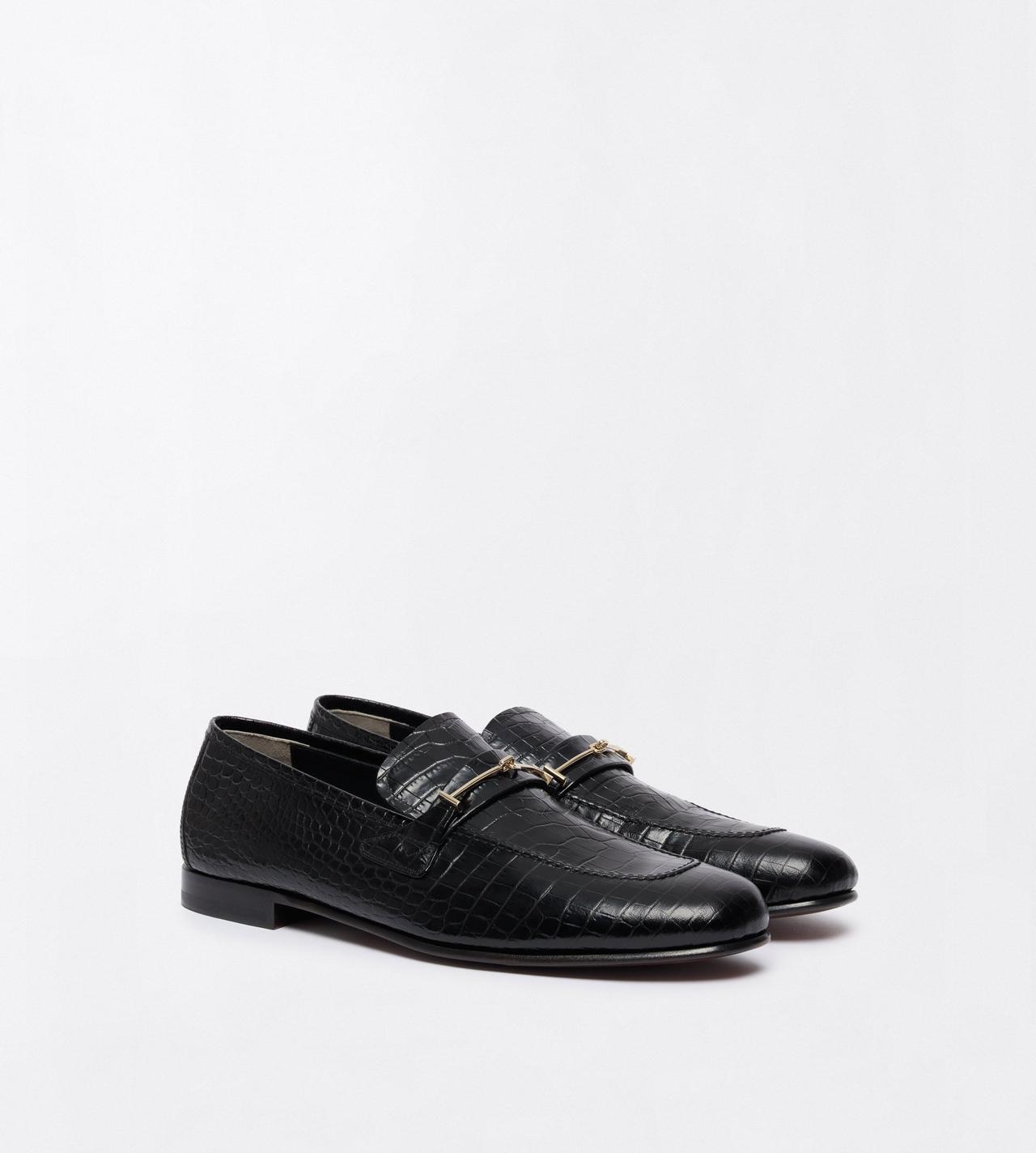 TOM FORD LEATHER BLACK SOFT PRINTED ALLIGATOR DOUBLE T HARDWARE GIGI LOAFER