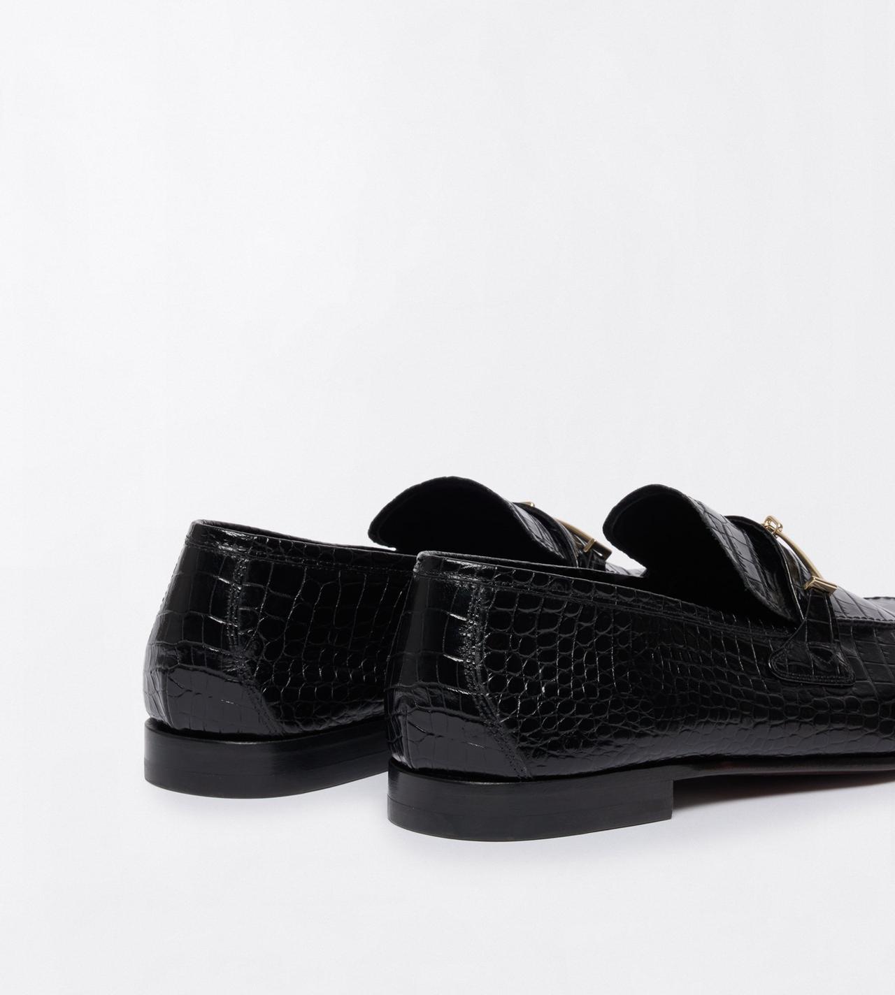 TOM FORD LEATHER BLACK SOFT PRINTED ALLIGATOR DOUBLE T HARDWARE GIGI LOAFER