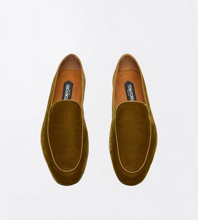 TOM FORD VELVET MUSTARD VELVET LEO SLIPPER