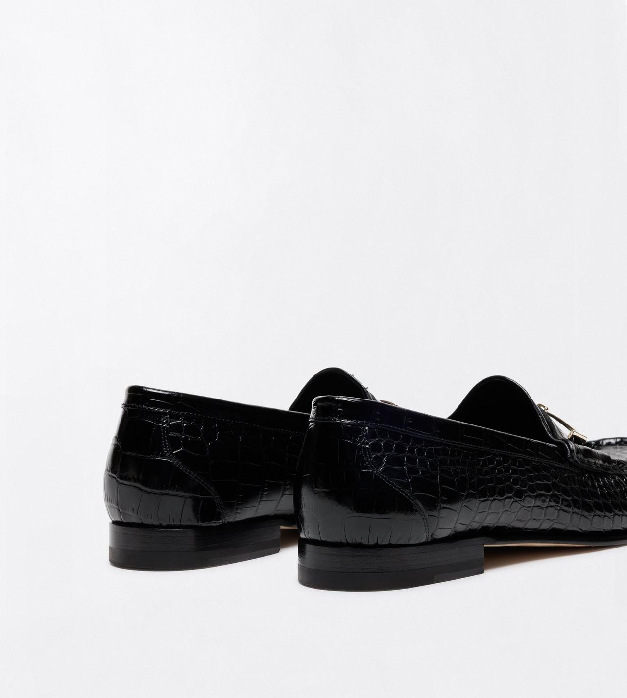 TOM FORD LEATHER BLACK PRINTED CROC DOUBLE T HARDWARE OSCAR LOAFER