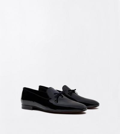 TOM FORD LEATHER BLACK PATENT SCOTT SLIPPER