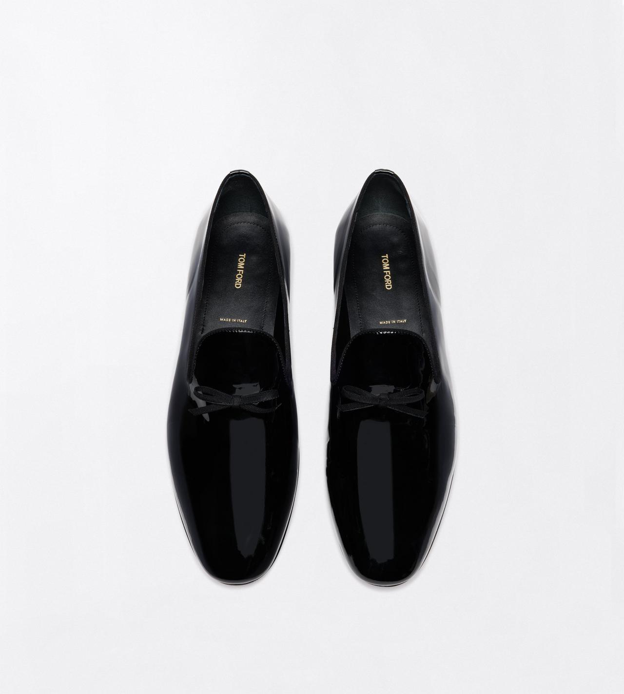 TOM FORD LEATHER BLACK PATENT SCOTT SLIPPER