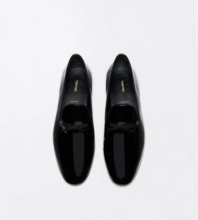TOM FORD LEATHER BLACK PATENT SCOTT SLIPPER
