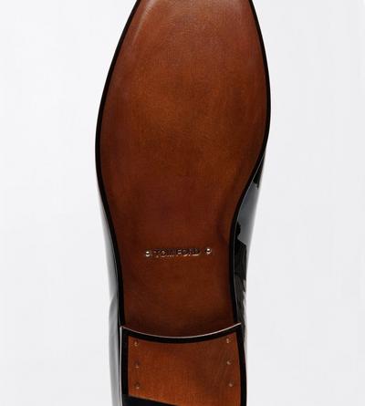 TOM FORD LEATHER BLACK PATENT SCOTT SLIPPER
