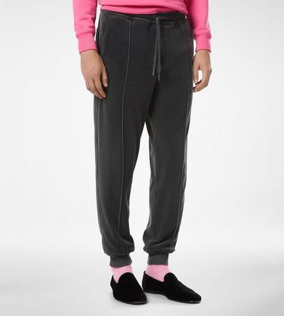 TOM FORD COTTON BLEND LIGHT CHARCOAL JOGGERS AUS WILDLEDER