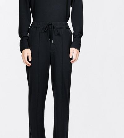 TOM FORD WOOL BLEND BLACK WOOL SILK CASHMERE BLEND LOUNGE PANTS