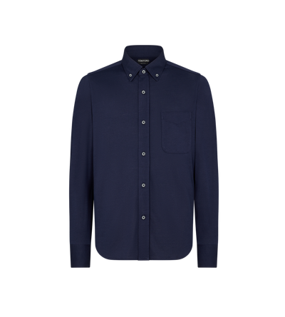 SILK COTTON BLEND BUTTON DOWN SHIRT