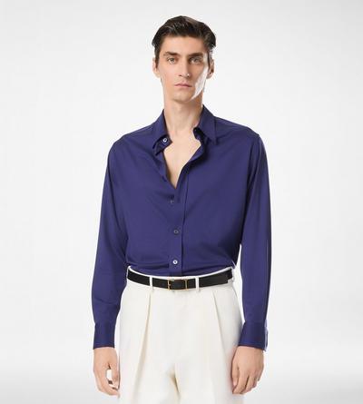TOM FORD SILK COTTON BLEND OCEAN CAVERN SILK COTTON BLEND SHIRT