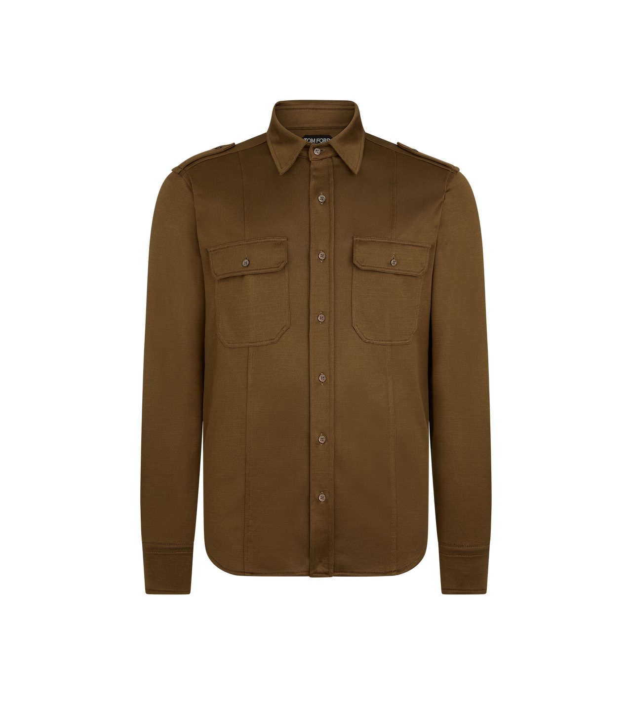 SILK VISCOSE BLEND MILITARY SHIRT image number 0