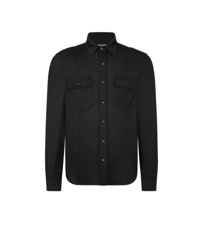 SILK VISCOSE BLEND MILITARY SHIRT