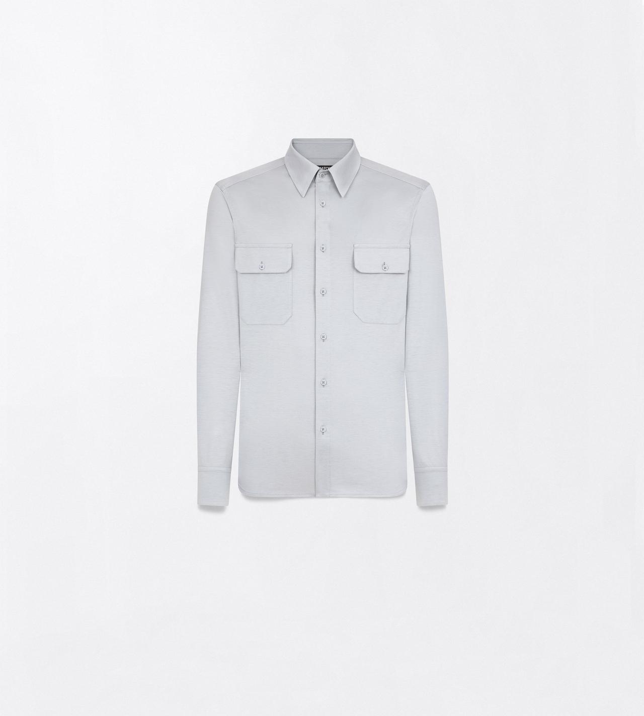 TOM FORD SILK COTTON BLEND LIGHT CHARCOAL SILK COTTON BLEND MILITARY SHIRT