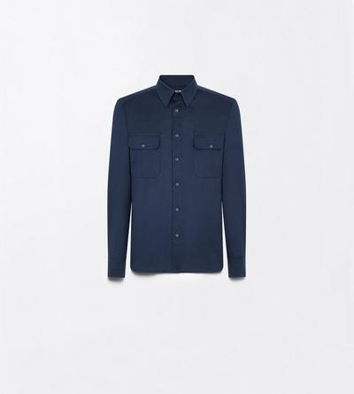TOM FORD SILK COTTON BLEND NAVY SILK COTTON BLEND MILITARY SHIRT